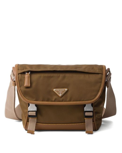 Prada Brown Re-nylon Triangle-logo Shoulder Bag for men