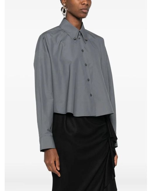 Fabiana Filippi Gray Button-Down Cropped Shirt