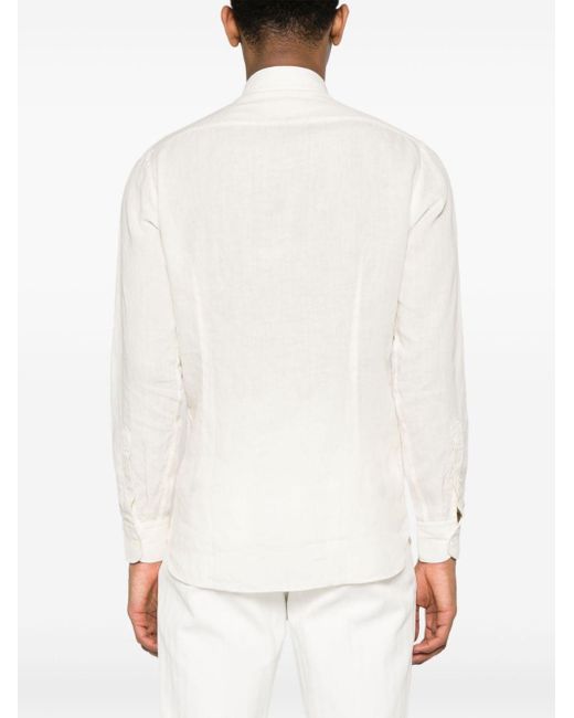 Lardini White Long-sleeve Linen Shirt for men