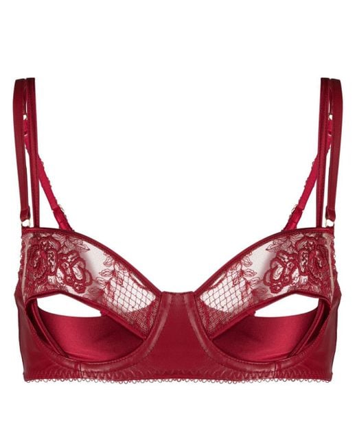 Loveday London Red Le Rouge Quarter Cup Bra