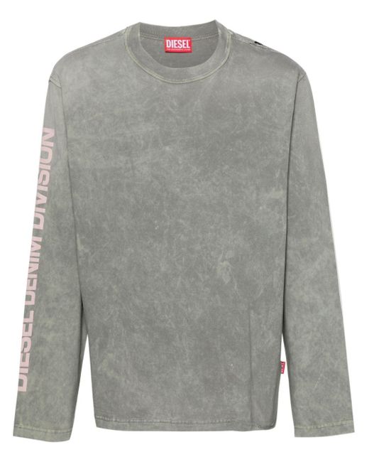 DIESEL T-Crane-Ls-N1 T-Shirt im Distressed-Look in Gray für Herren