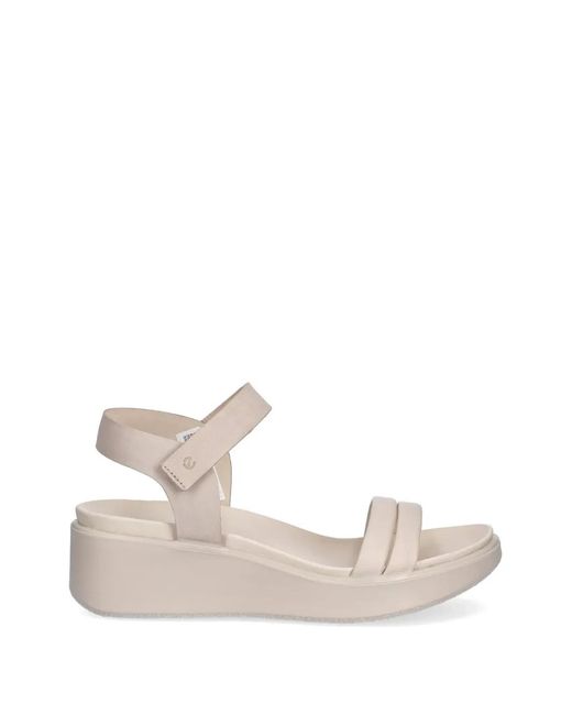 Ecco White Sandales Compensées Flowt Wedge Lx À Attache Scratch
