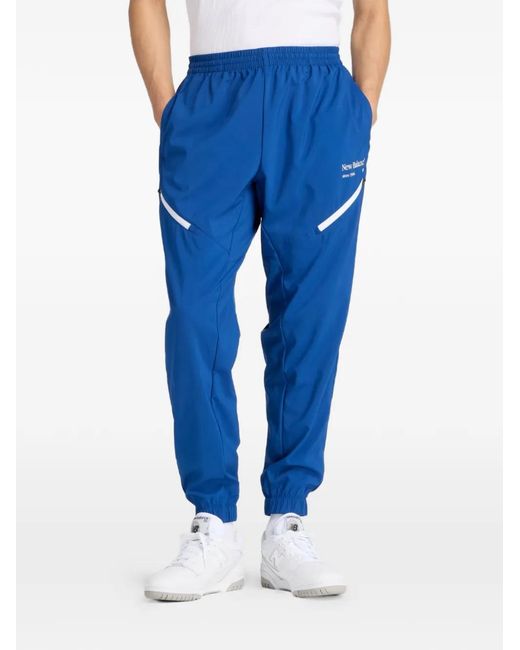 New Balance Blue Graphic-Detail Track Pants for men