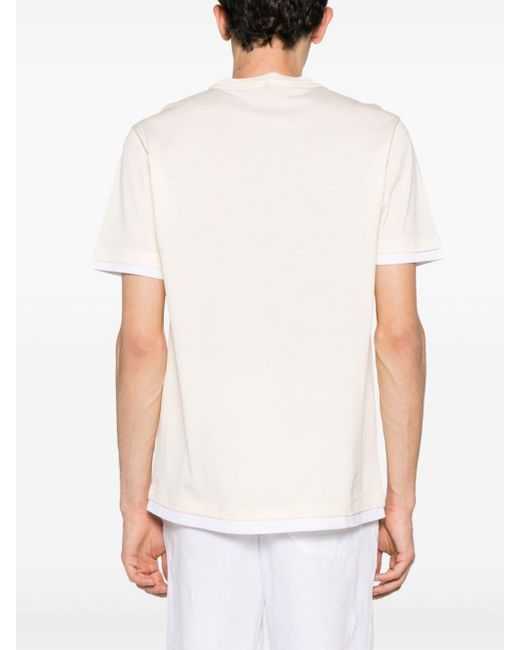 T-shirt a strati con ricamo di Brioni in White da Uomo