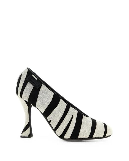 Moschino White Zebra-Print Pony-Hair Pumps
