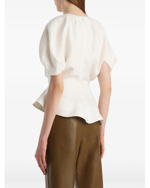 Khaite White Rumi Short-Sleeve Asymmetric Top