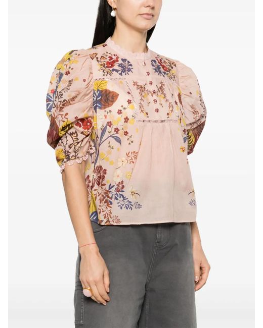 Farm Rio Pink Beauty Bouquet Blouse
