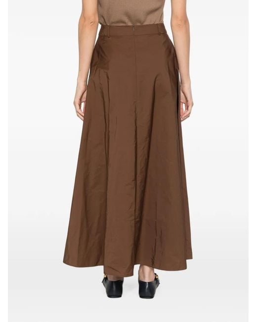 Max Mara Brown Belt-Loops Flared Maxi Skirt