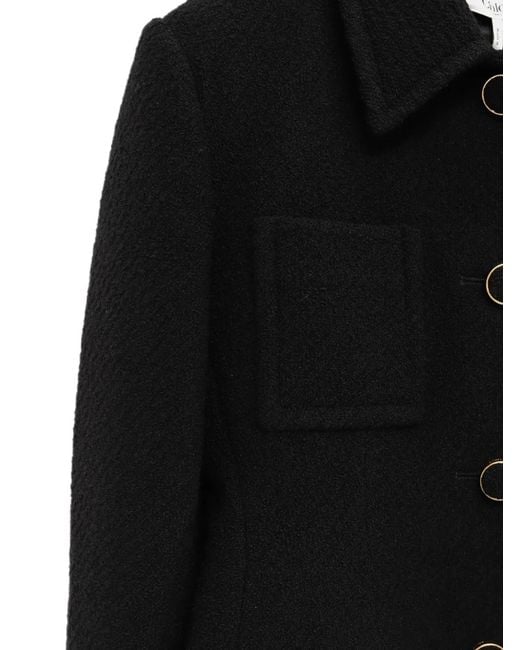 Chloé Black Button-Up Bouclé Jacket