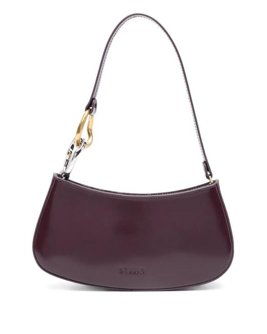 Staud Purple Ollie Curved-Handle Leather Shoulder Bag