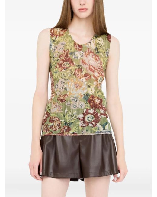 Liu Jo Green Floral-Print Sleeveless Top