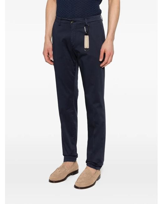 Manuel Ritz Blue Logo-Patch Belt-Loop Trousers for men