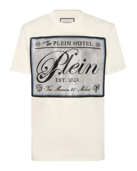 T-Shirt À Logo Strassé Philipp Plein pour homme en coloris Gray