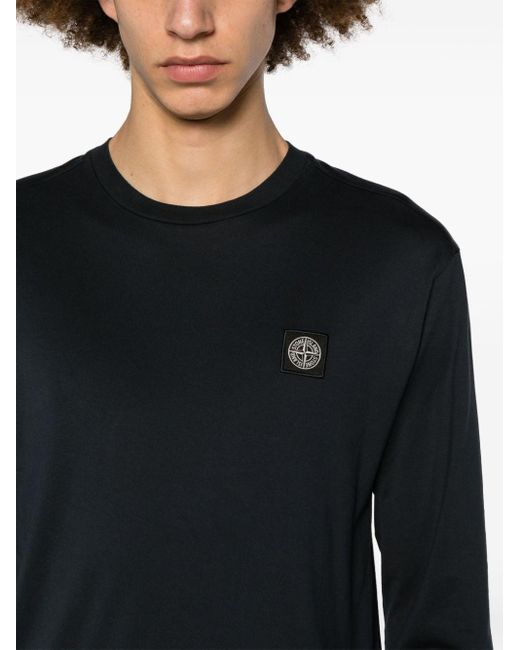 Stone Island Green Compass-patch Long-sleeve T-shirt for men