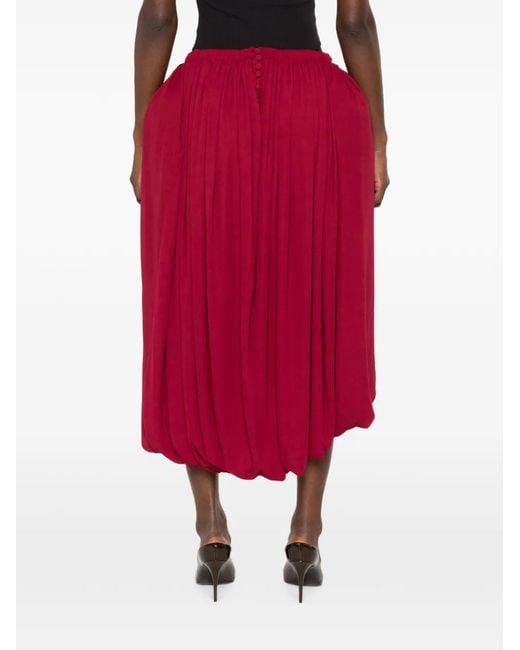 Magda Butrym Red Draped Bubble-Hem Midi Skirt