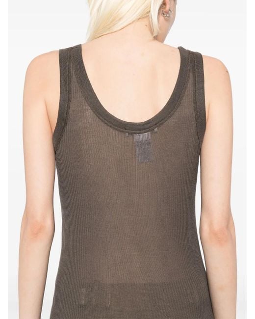 Lemaire Brown Seamless Ribbed Tank Top