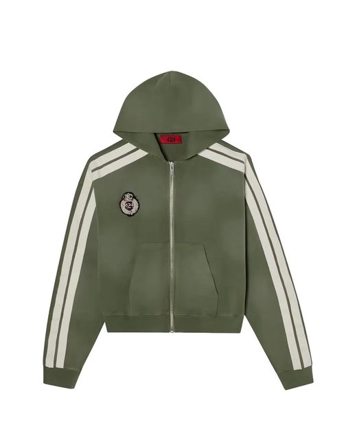 424 Green Academy Logo-Patch Side-Stripe Hoodie for men