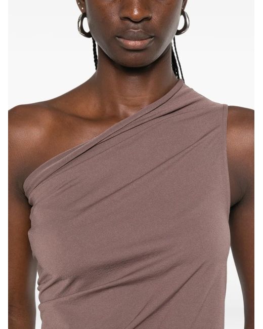 Rick Owens Brown Athena One-Shoulder Top