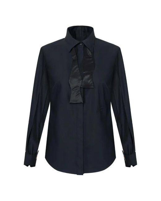 Elisabetta Franchi Blue Cotton Shirt With Bow Tie