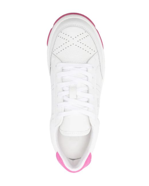 Gcds White Two-tone Leather Sneakers