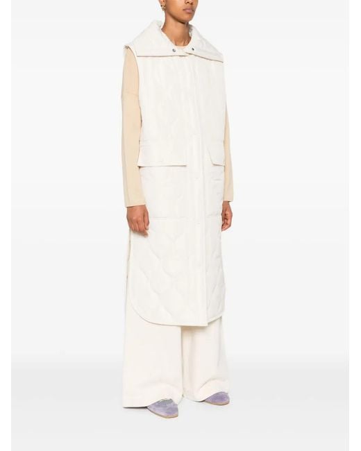 Marc O' Polo White Quilted-Pattern Coat
