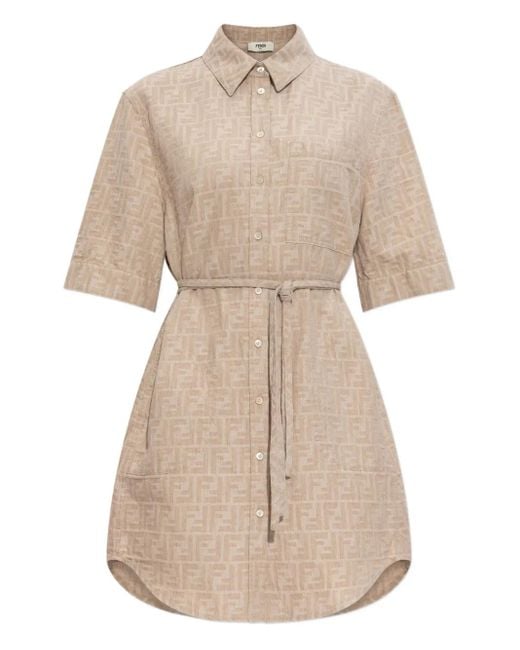 Chemisier Con Monogramma di Fendi in Natural