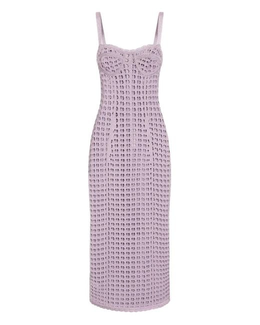 Robe En Maille Ajourée À Coupe Mi-Longue Dolce & Gabbana en coloris Purple
