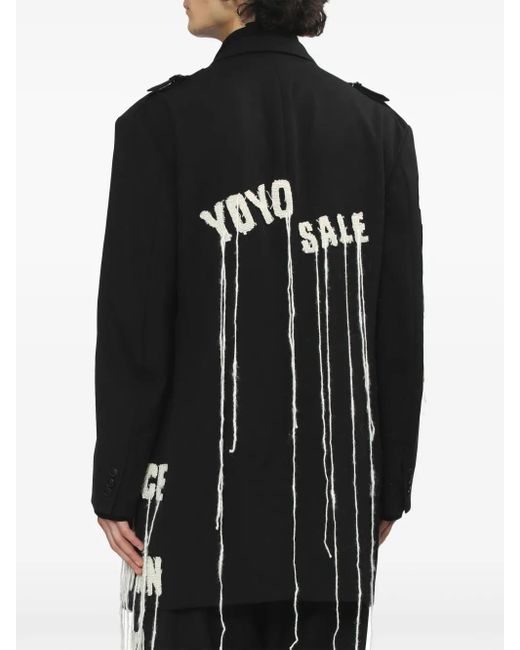 Yohji Yamamoto Black Embroidered Blazer for men