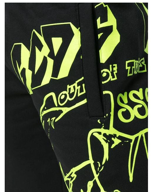 Gcds Black Graffiti Print Track Shorts for men