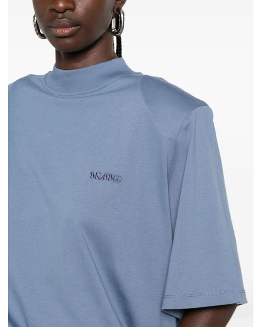 The Attico Blue Logo-Print High-Neck T-Shirt