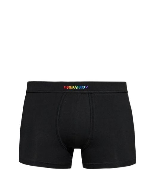 DSquared² Black Logo-Embroidered Boxers for men