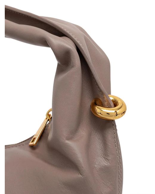 Furla Gray Twisted-Handle Leather Tote Bag