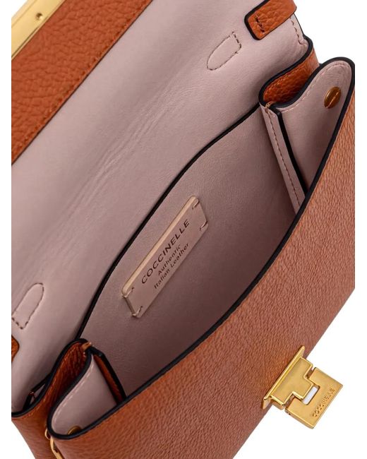 Coccinelle Brown Mini Arlettis Grained-Leather Tote Bag