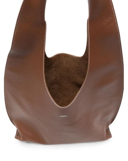 A.P.C. Brown Grained-Leather Shoulder Bag
