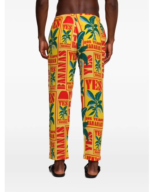 Amir Slama Yellow Lettering-Print Straight Trousers for men