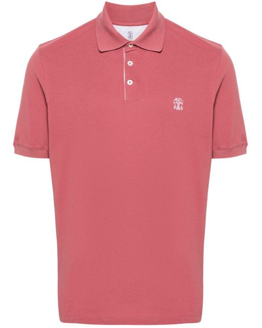 Polo en coton à logo imprimé Brunello Cucinelli pour homme en coloris Pink