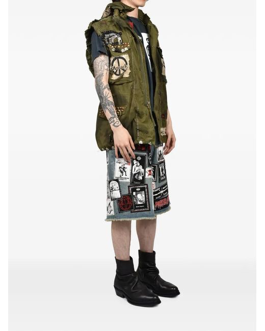 Marking Distance Green Gulag Patchwork Studded Gilet for men