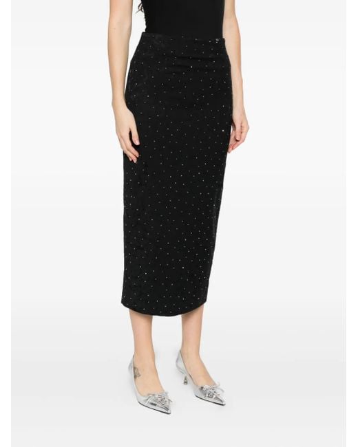 Nissa Black Embellished Midi Skirt