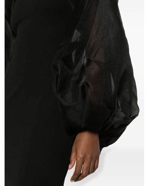 Solace London Black Karla Puff-sleeve Maxi Dress