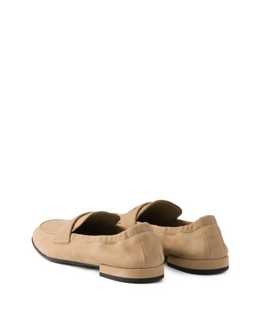 Prada White Shuffle Nubuck Leather Loafers