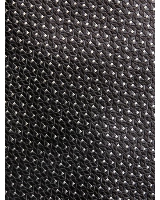 Canali Black Geometric-Pattern Print Silk Tie for men