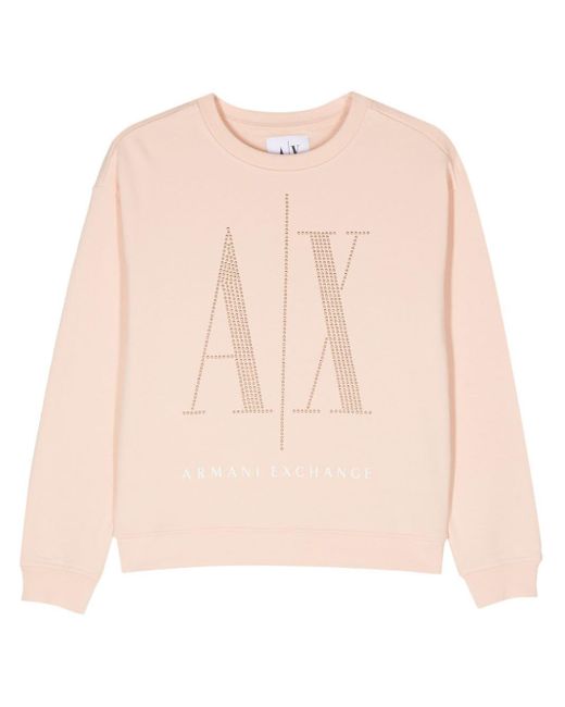 Armani Exchange Pink Logo-stud Cotton Sweatshirt