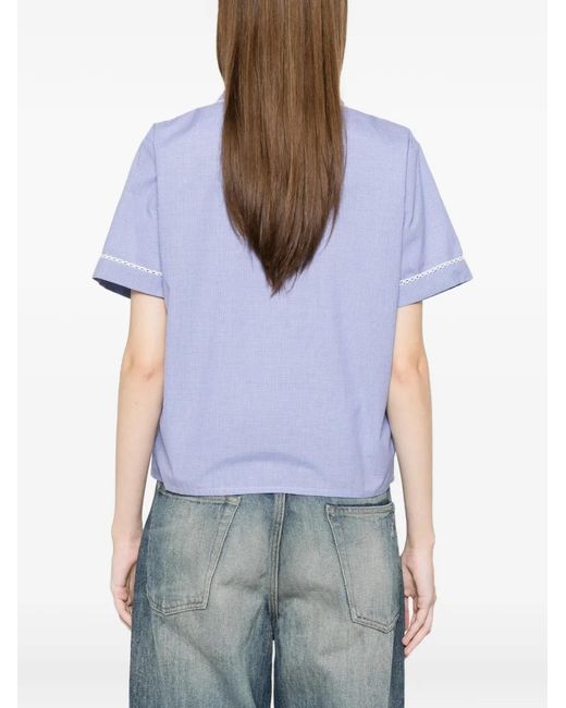 Miu Miu Blue Logo Cotton Shirt