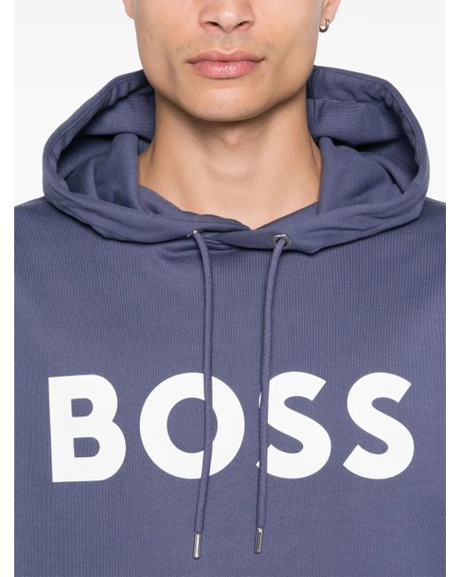 Boss Hoodie Met Logoprint in het Blue voor heren