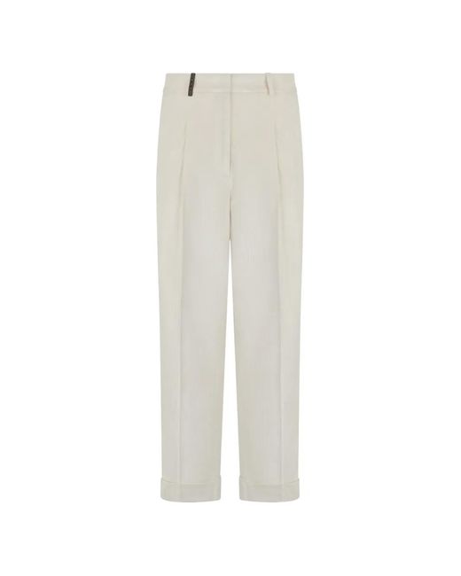 Peserico Blue Pleated-Front Cuffed-Hem Trousers