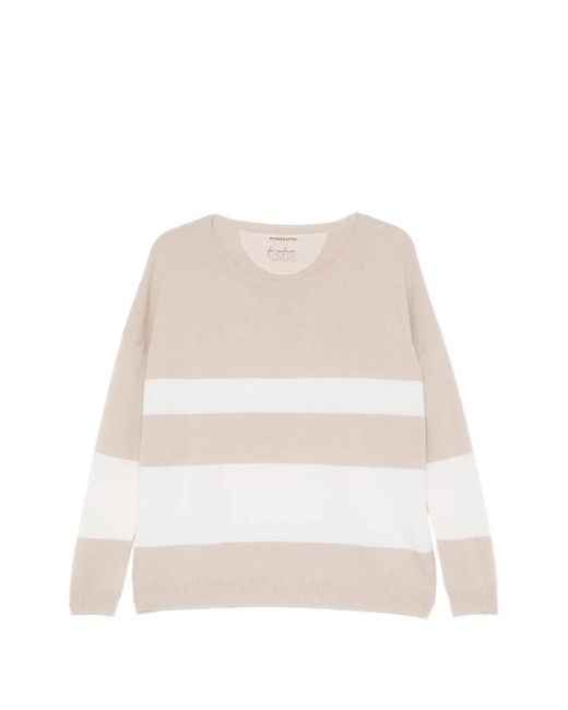Purotatto Natural Horizontal-Stripe Sweater