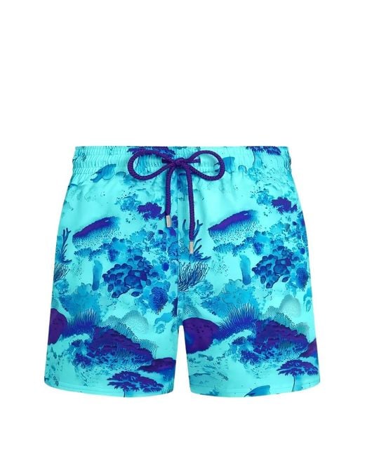 Vilebrequin Blue Moorise Coral-Print Swim Shorts for men