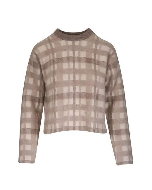 Lafayette 148 New York Natural Pull À Carreaux Et Manches Longues