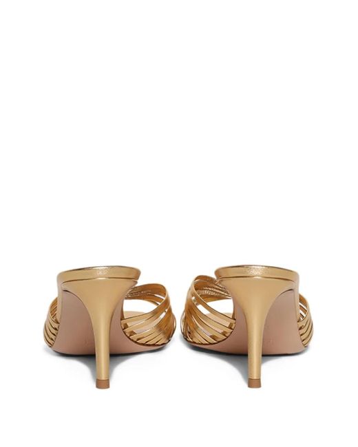 Gianvito Rossi Natural Leather-Trimmed Knotted Mules