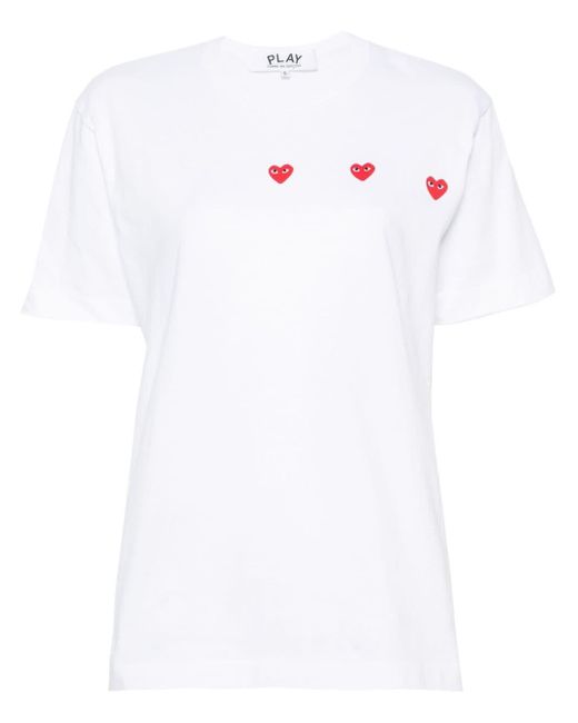 COMME DES GARÇONS PLAY White Triple-heart Cotton T-shirt